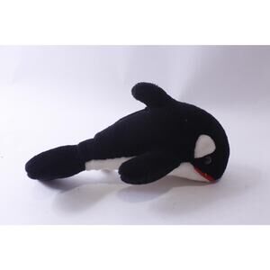 1980s SeaWorld, Plush Killer Whale, Black-White, Orca, 10 inches, Stuffed Animal
